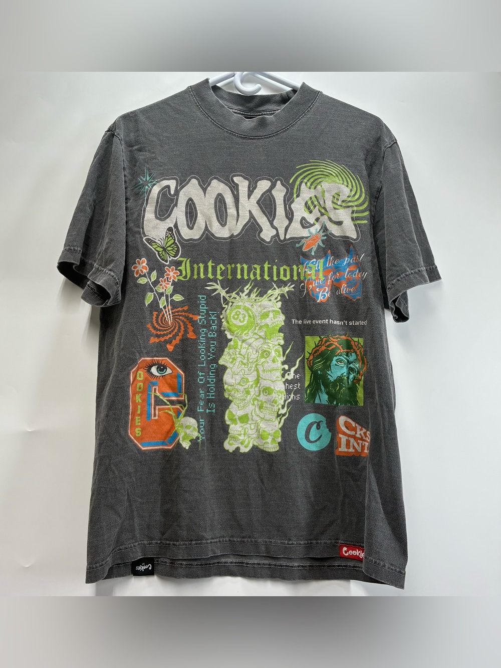 Zumiez Cookies Mens Medium Cookies Jesus Graphic Black Butterfly Tee T Shirt